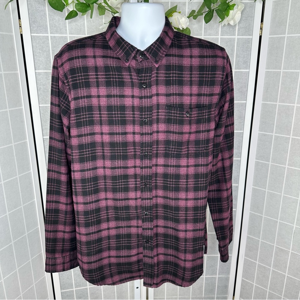 Ezekiel Mens Flannel Shirt Plaid Long Sleeves Shirt